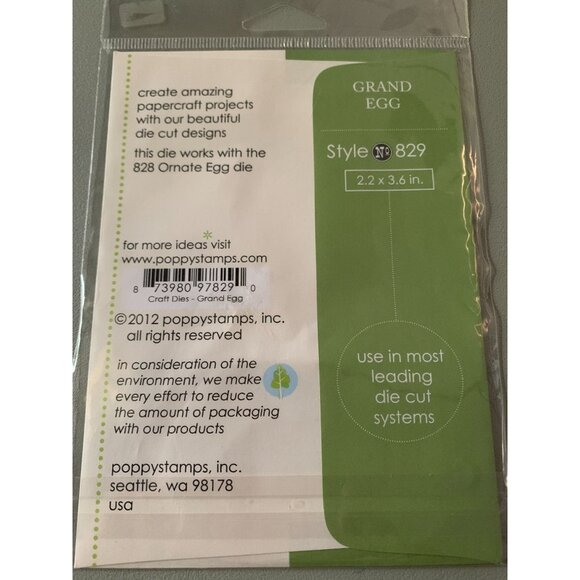 Poppystamp Inc Grand Egg Craft Die 2.2x3.6 Inches for Cardstock - New - Picture 3 of 3